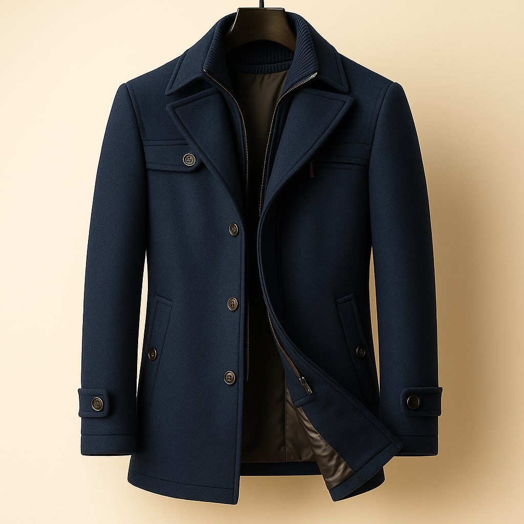 Manteau long aspect lainage boutonné