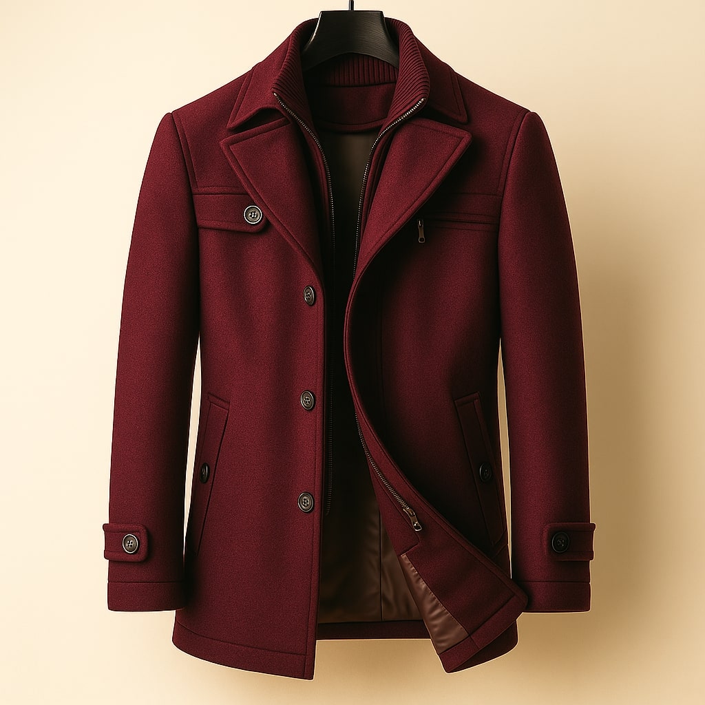Manteau long aspect lainage boutonné
