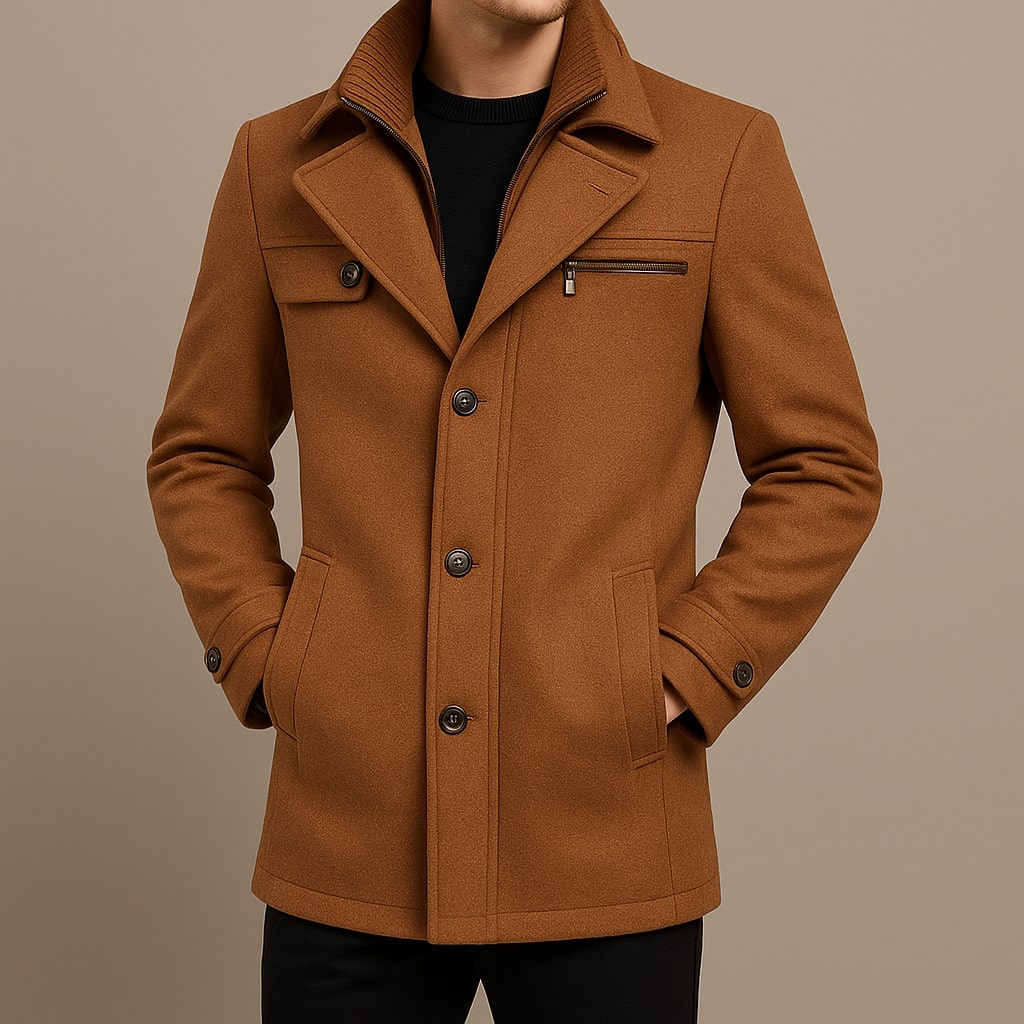 Manteau long aspect lainage boutonné