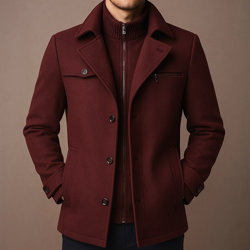 Manteau long aspect lainage boutonné