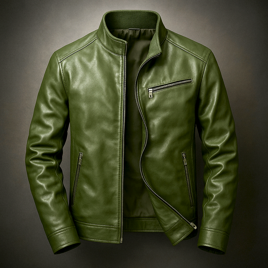 Blouson zippé effet cuir vieilli marron
