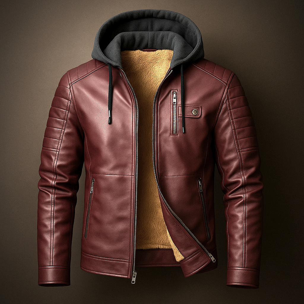 Veste effet cuir à capuche amovible