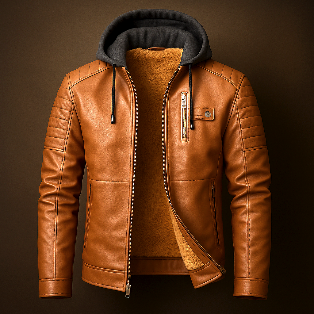 Veste effet cuir à capuche amovible