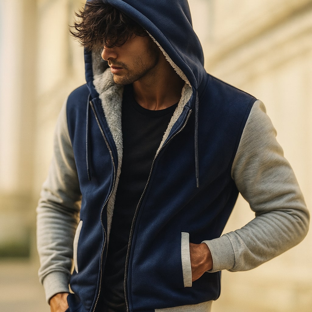 Veste doublée à capuche zippée