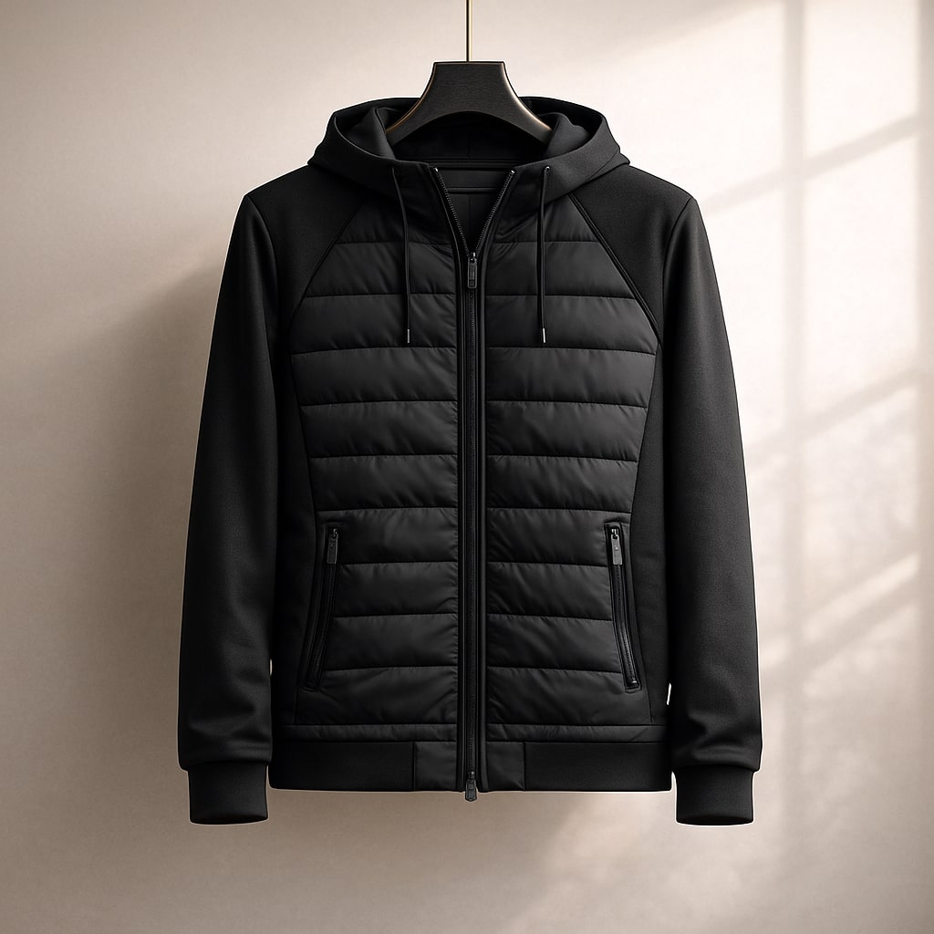 Veste hybride à capuche buste matelassé