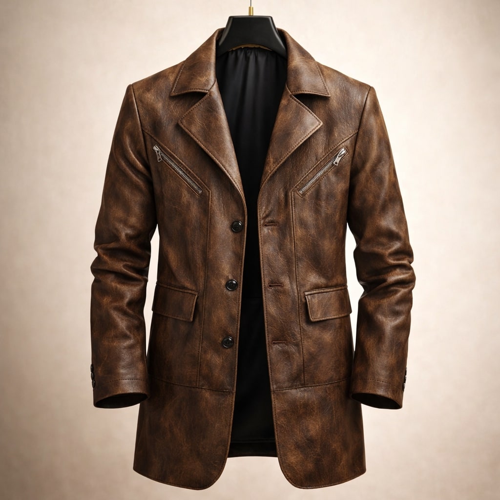 Veste marron à empiècements structurés