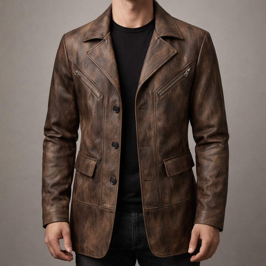 Veste marron à empiècements structurés