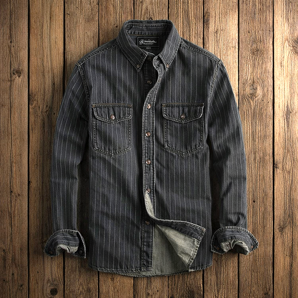 Chemise façon denim à fines rayures