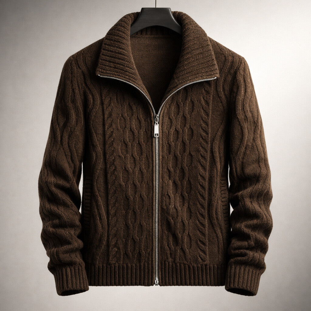Gilet zippé en maille torsadée