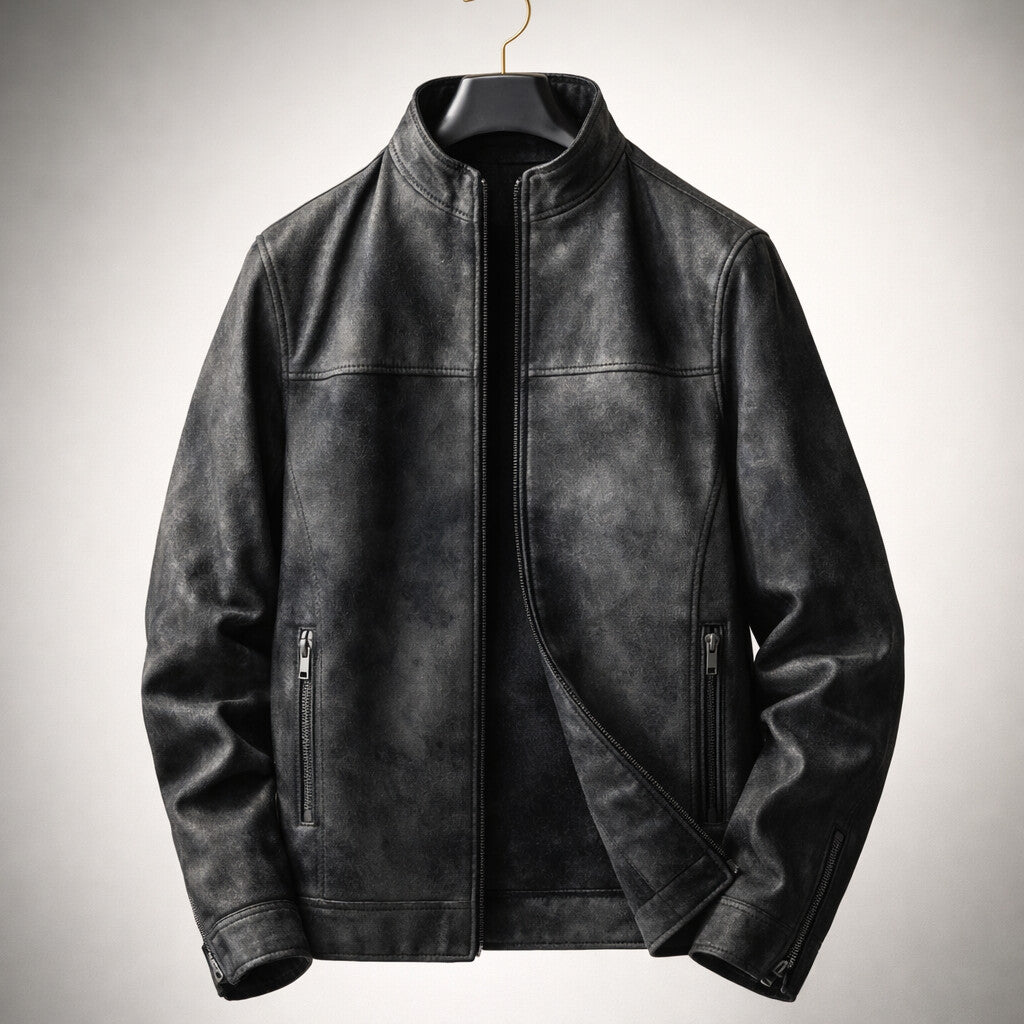 Blouson motard zippé coupe slim