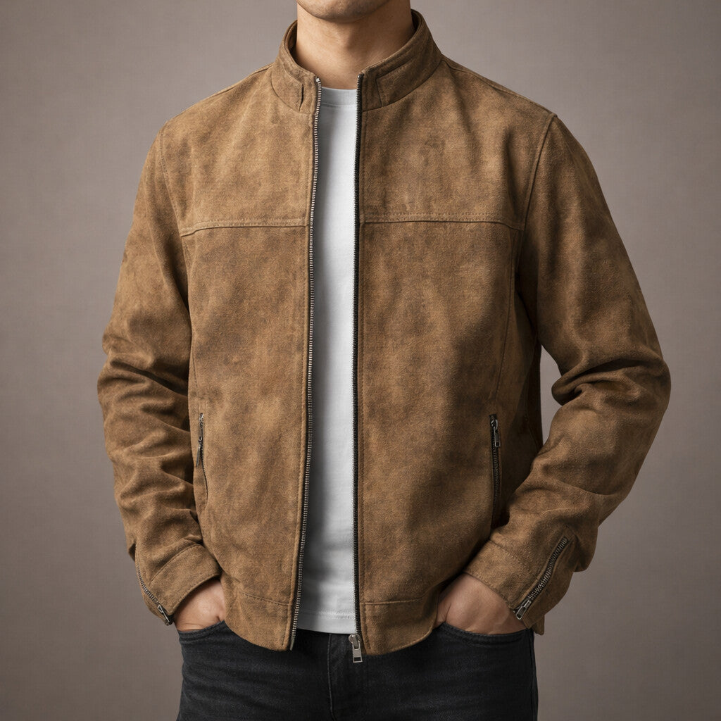 Blouson motard zippé coupe slim