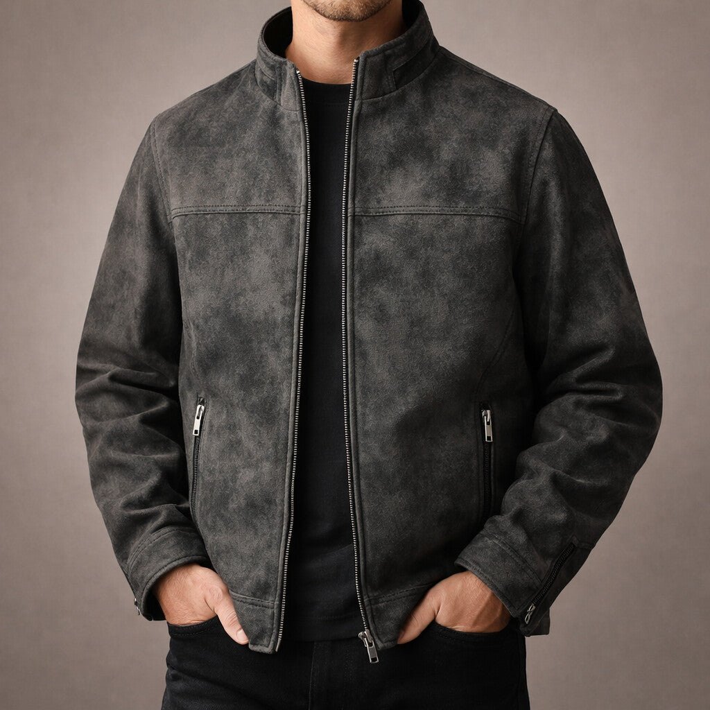 Blouson motard zippé coupe slim