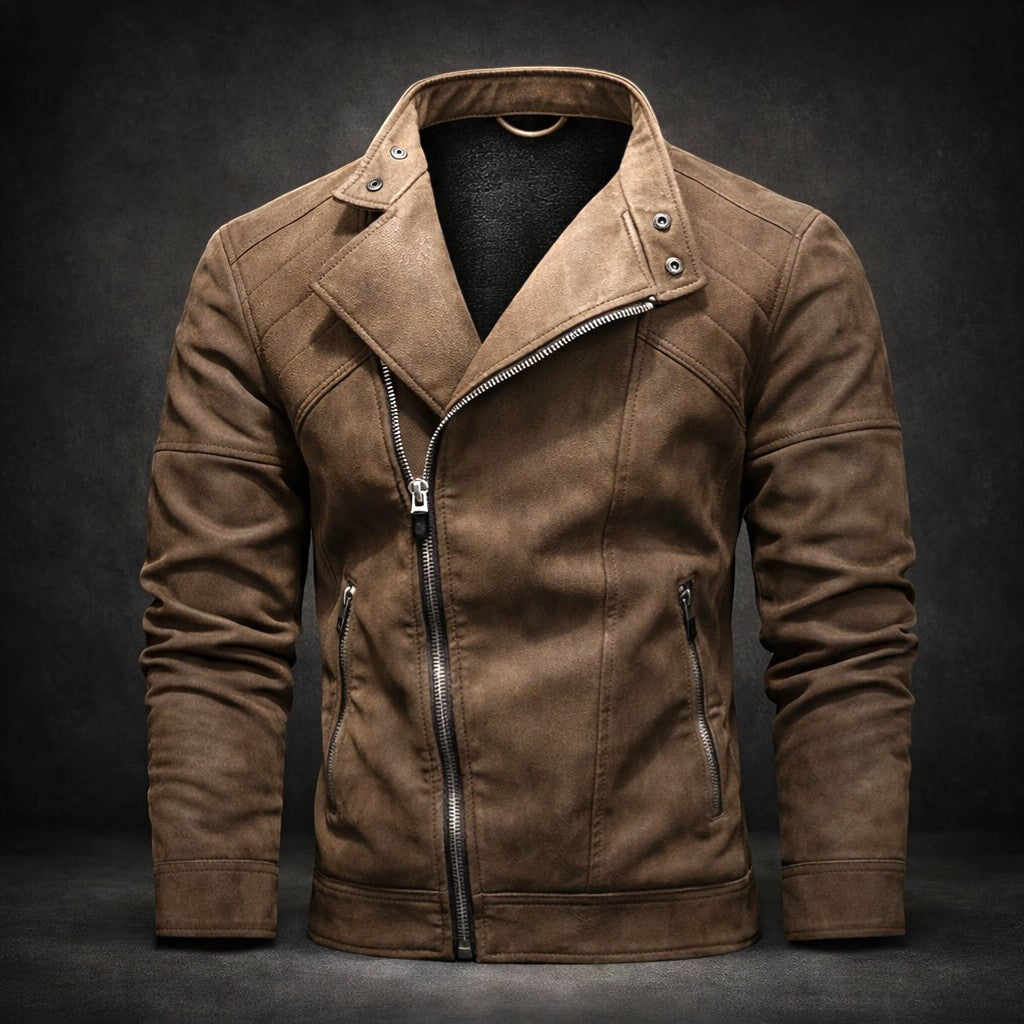 Veste motard zip asymétrique effet cuir