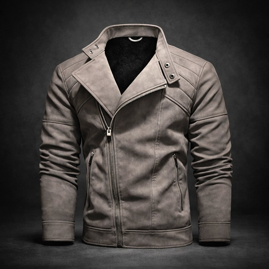 Veste motard zip asymétrique effet cuir