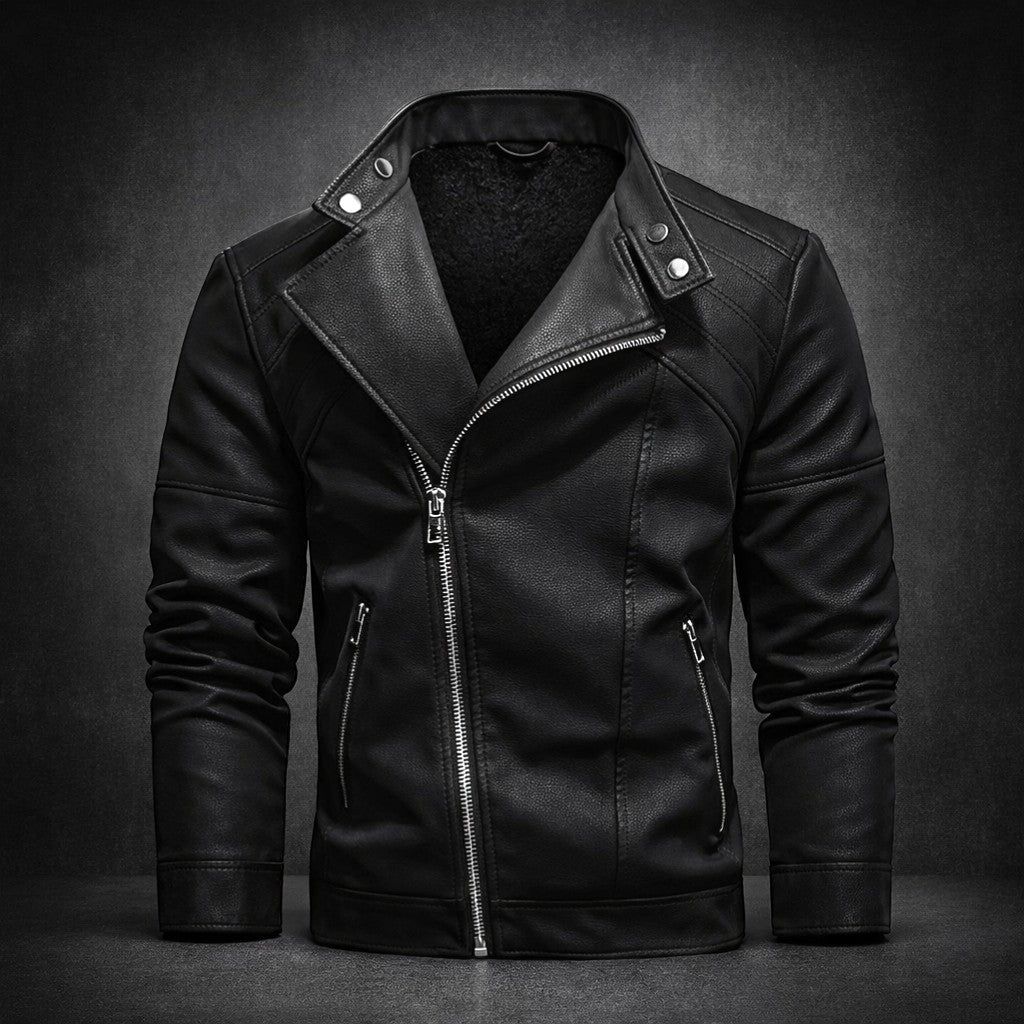 Veste motard zip asymétrique effet cuir