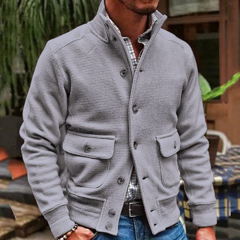 Veste col montant boutonnée à poches rabat