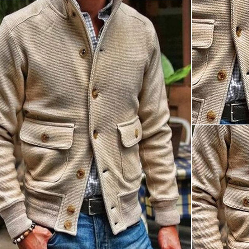 Veste col montant boutonnée à poches rabat
