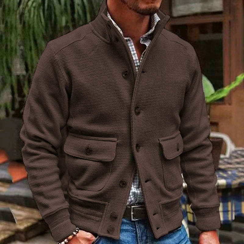 Veste col montant boutonnée à poches rabat