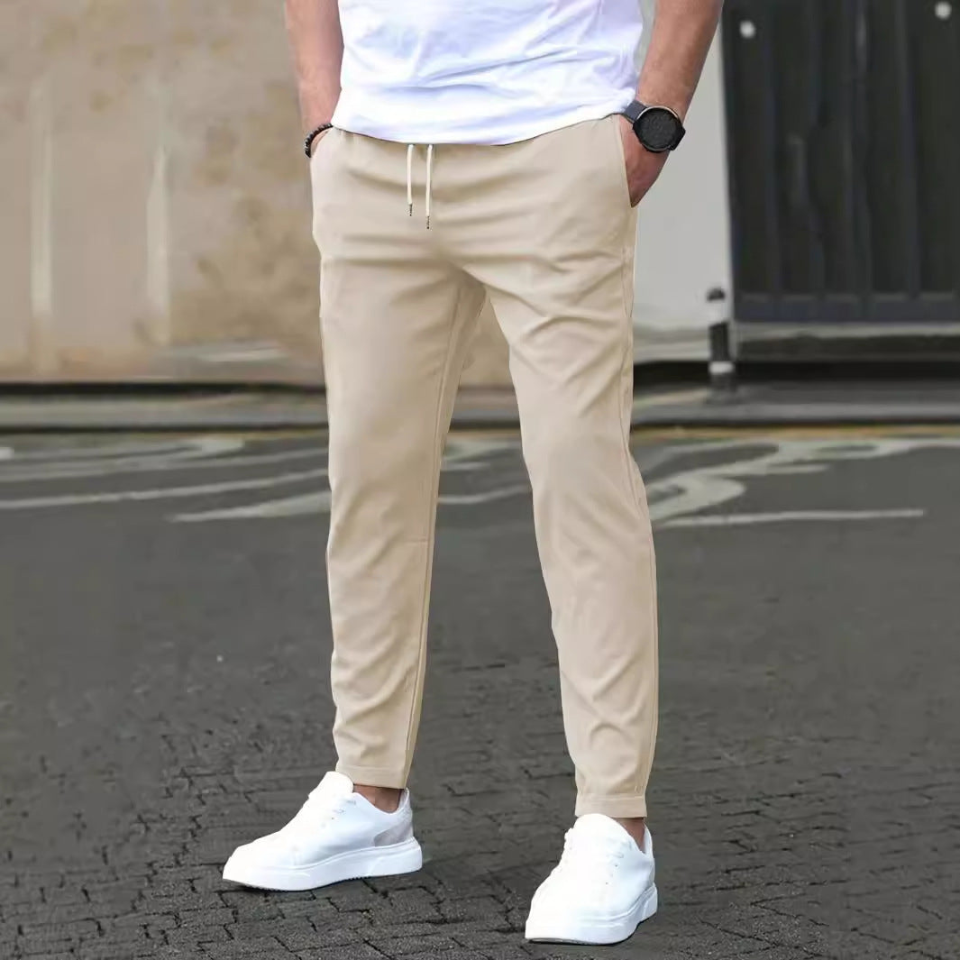 Pantalon droit uni coupe décontractée