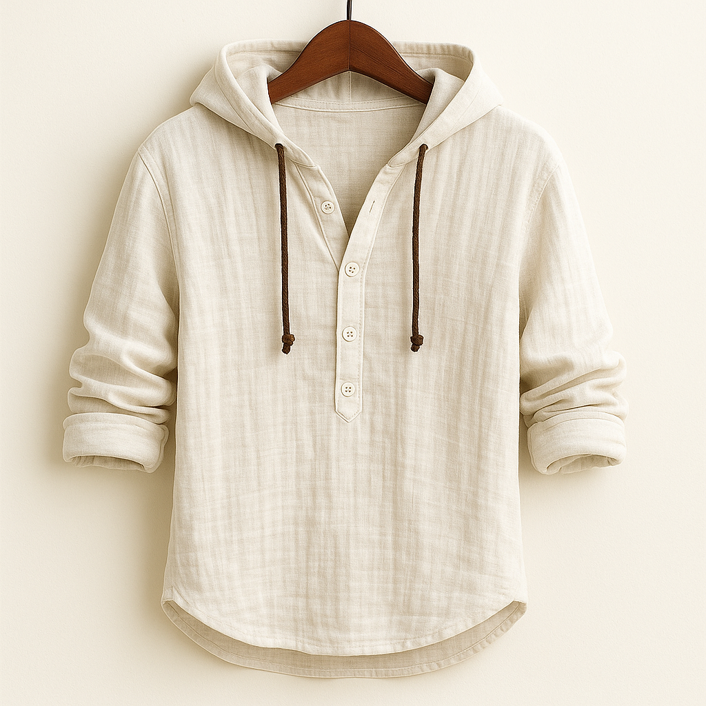Chemise à capuche texturée à patte boutonnée