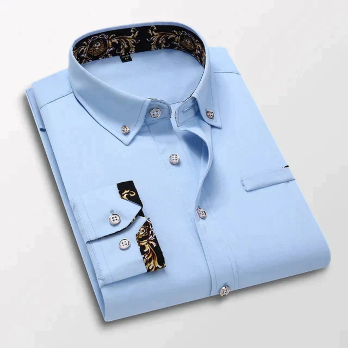Chemise à manches longues structurée col classique coupe nette homme – Meschers