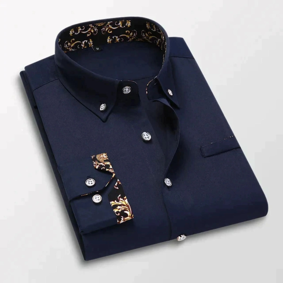 Chemise à manches longues structurée col classique coupe nette homme – Meschers