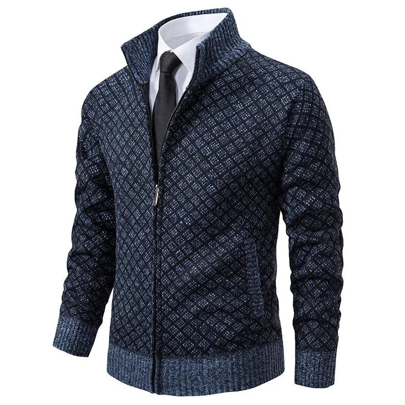 Gilet zippé en maille gaufrée col montant