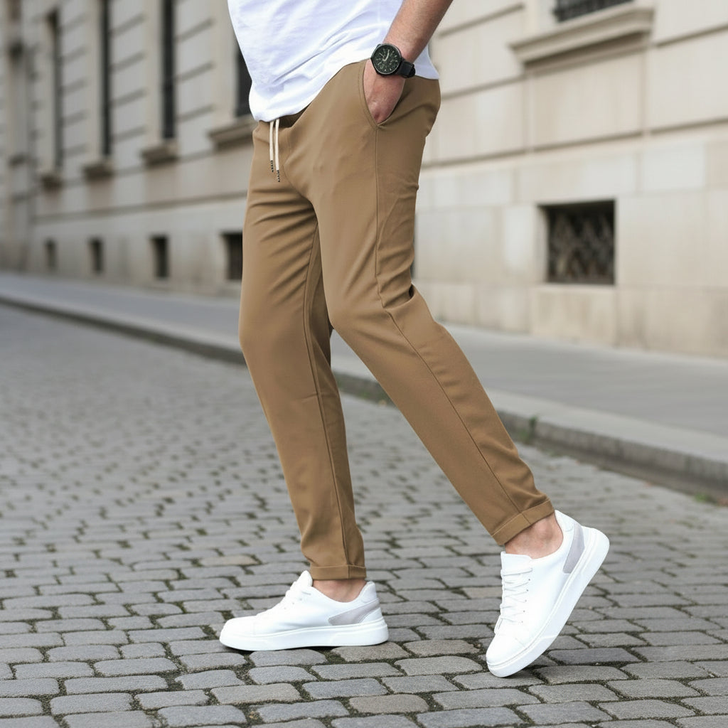 Pantalon droit uni coupe décontractée