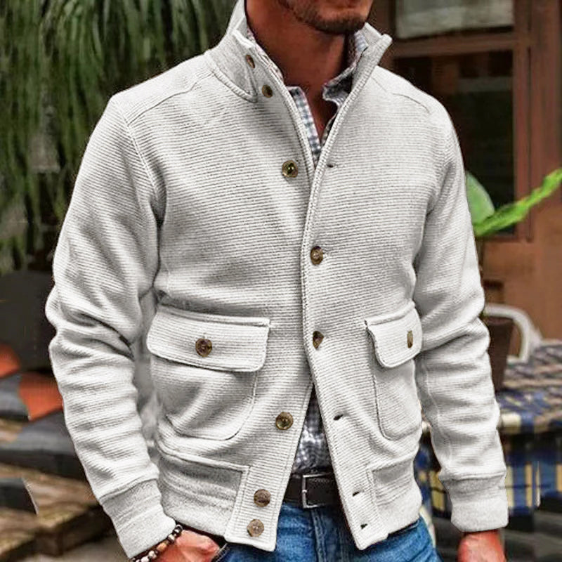 Veste col montant boutonnée à poches rabat
