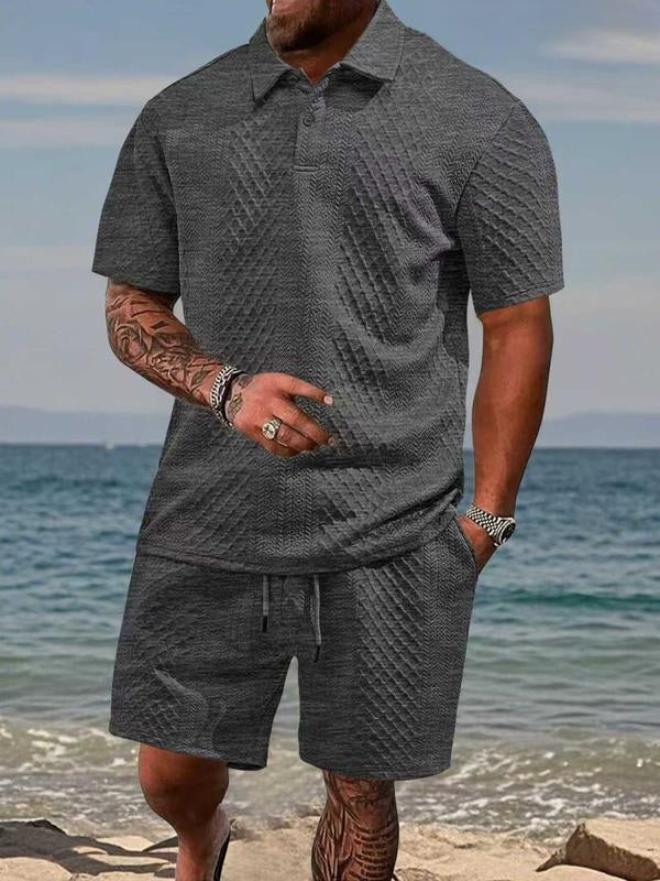 Ensemble polo et short en maille texturée