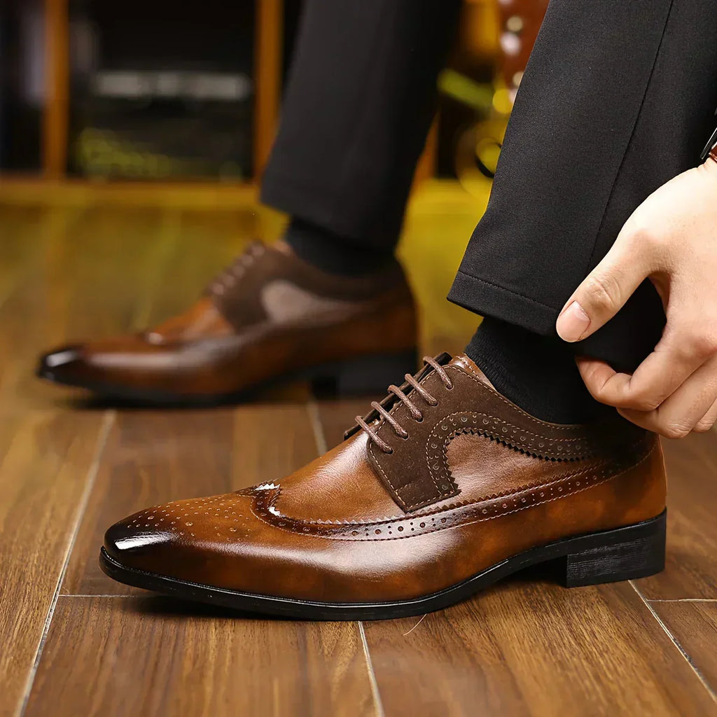 Chaussures fleuries à lacets effet cuir patiné