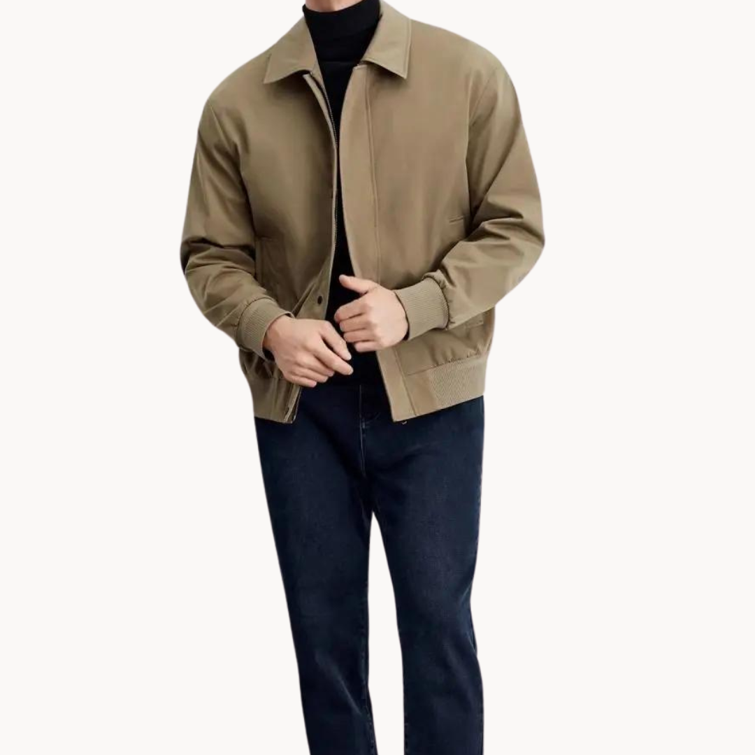 Veste légère col chemise boutonnée kaki
