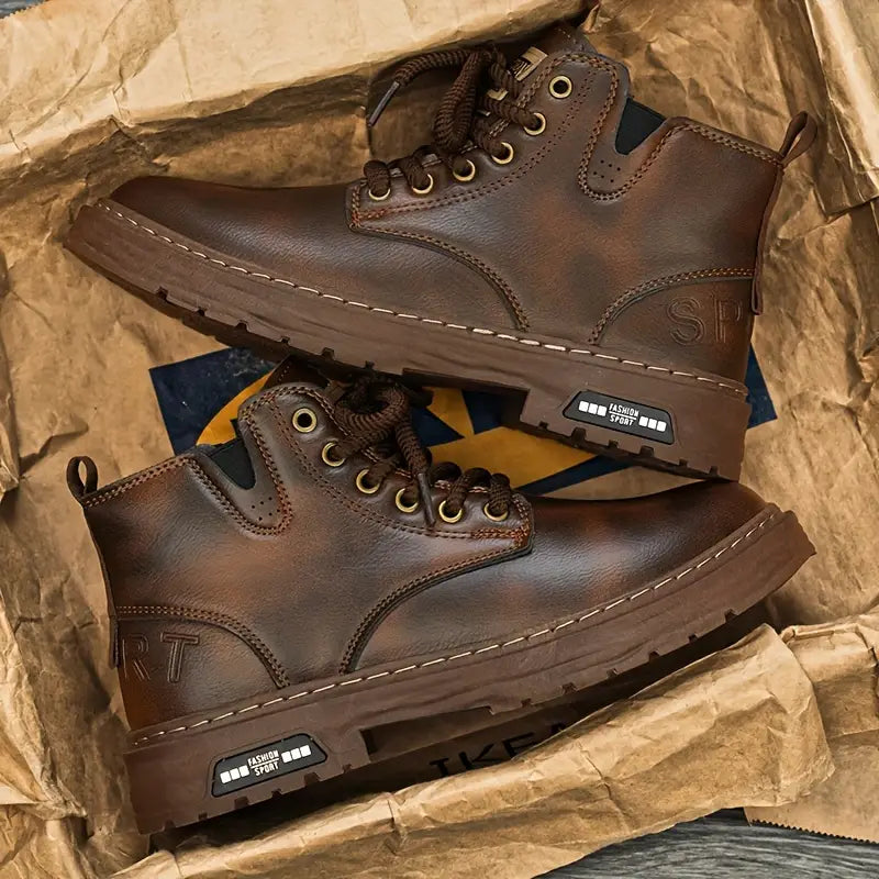 Bottes en cuir véritable à lacets silhouette affirmée maîtrisée homme – Cussac