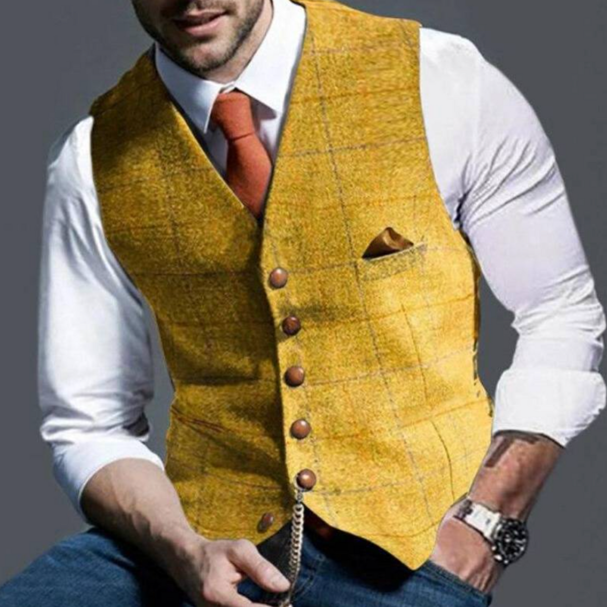Gilet de costume slim boutonné élégant style chic intemporel homme – Cléry