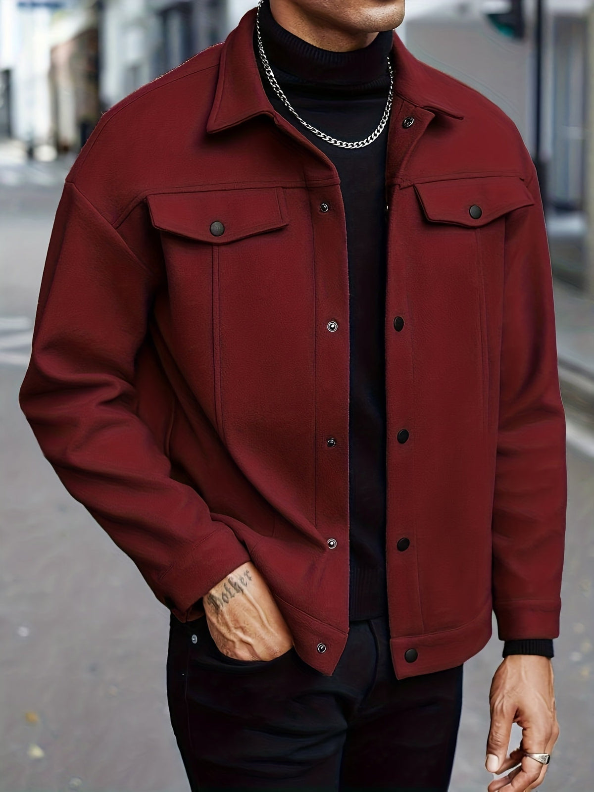 Veste unie à col à revers