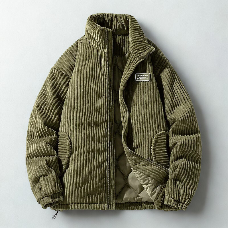 Veste zippée en velours côtelé matelassée