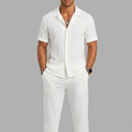 Ensemble d'été chemise à manches courtes et pantalon assorti rayures verticales homme – Alençon
