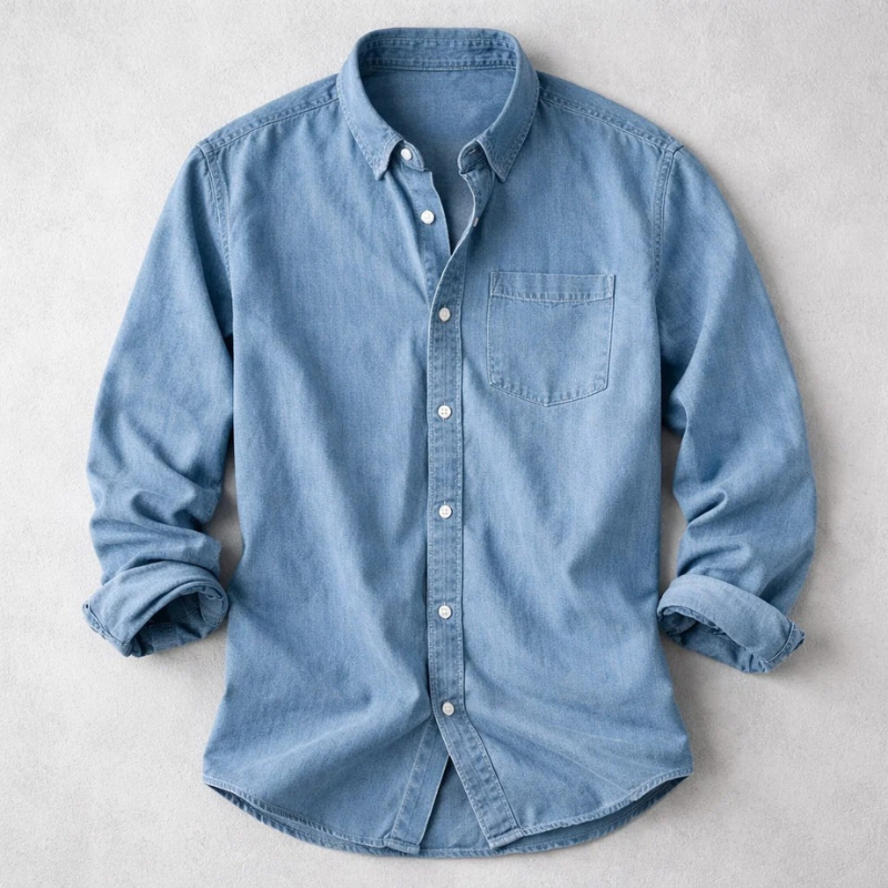 Chemise effet usé à poche poitrine