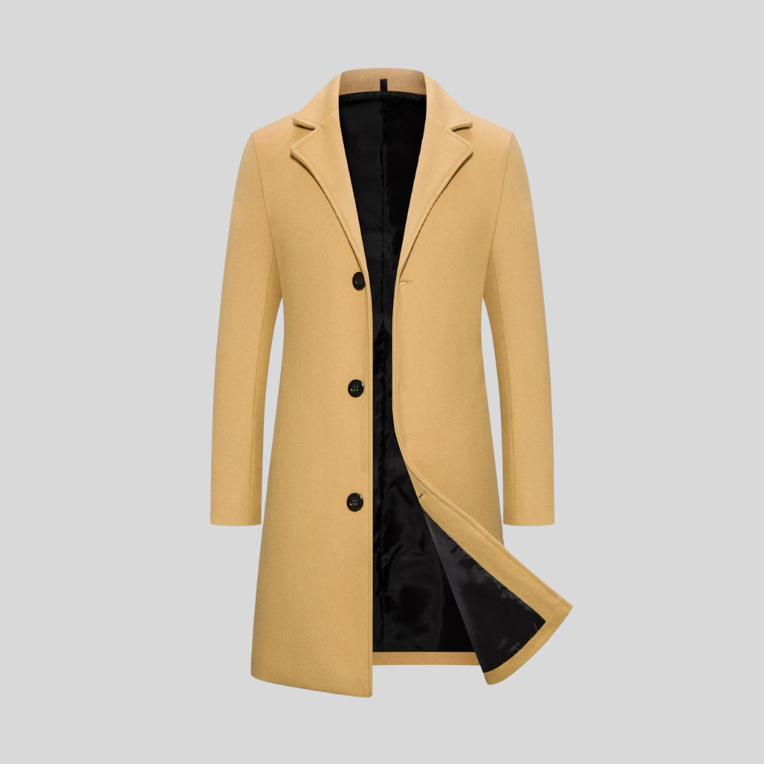 Manteau long aspect lainage col cranté