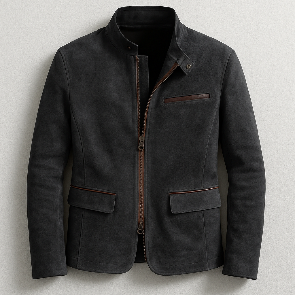 Veste field aspect daim col montant