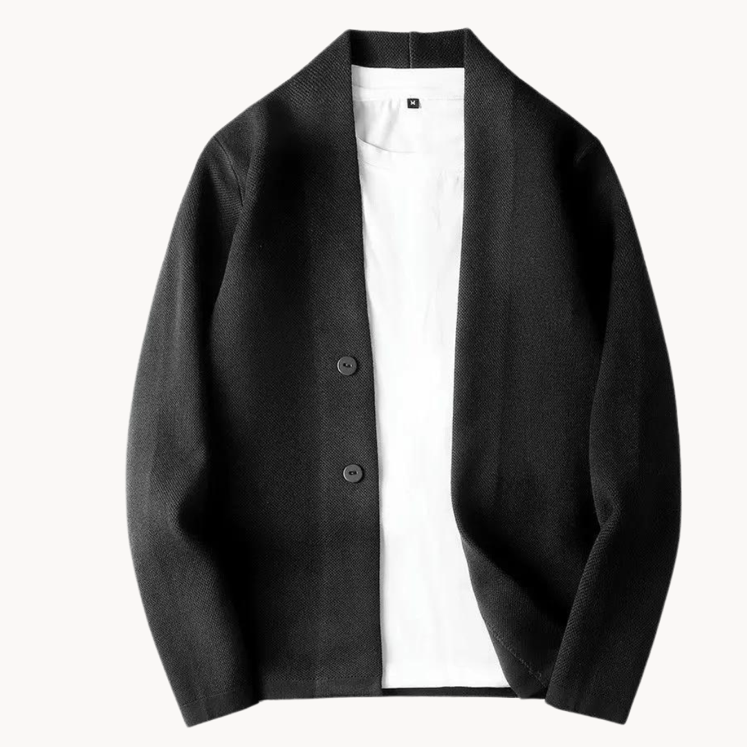 Gilet veste maille texturée deux boutons