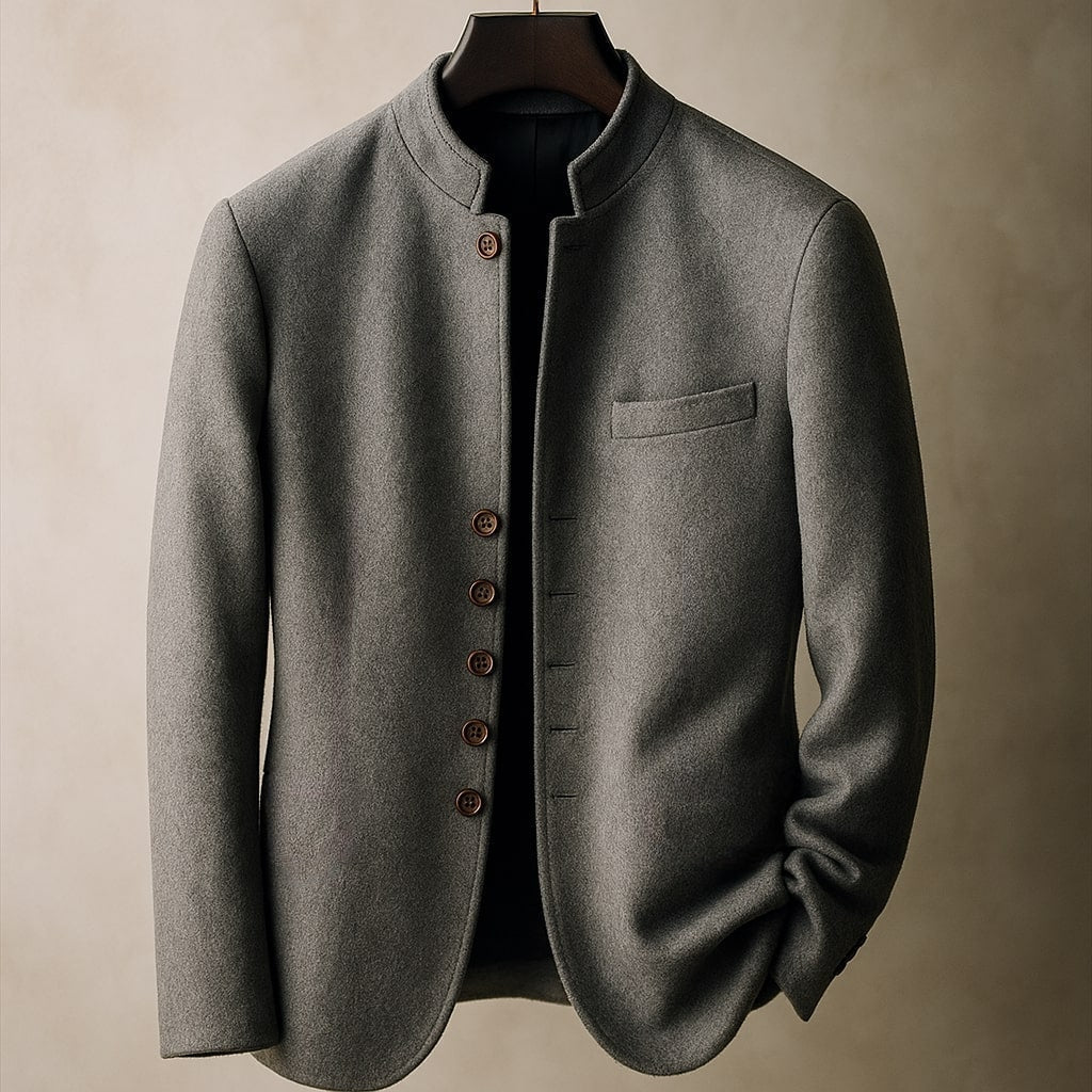 Veste col officier aspect lainage