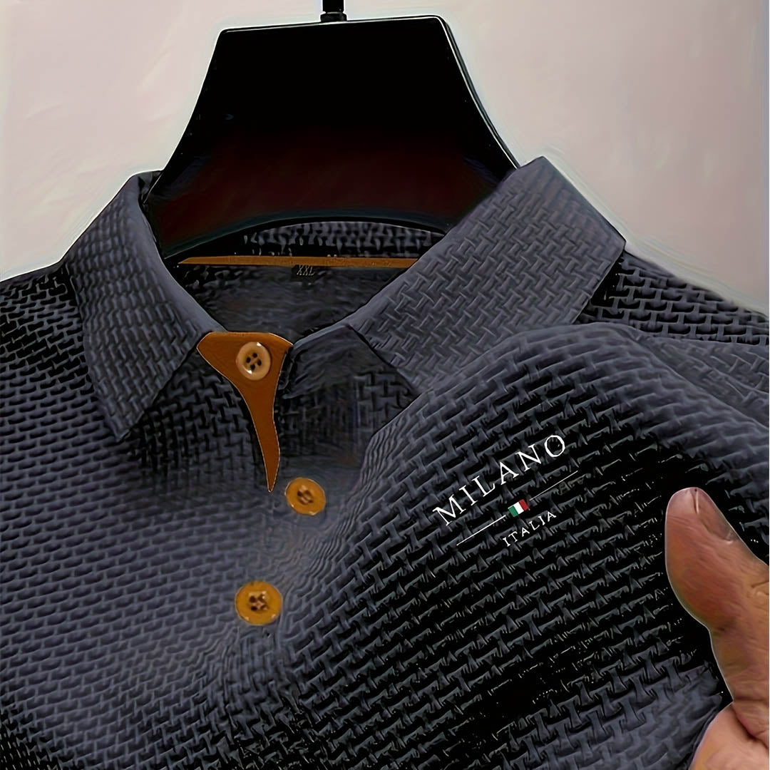 Polo maille texturée col boutonné