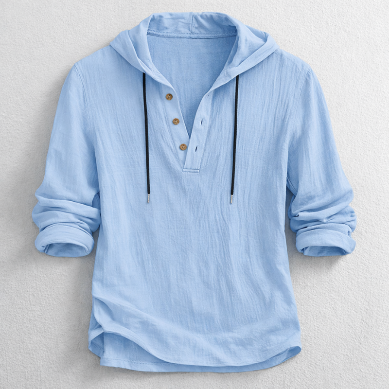 Chemise à capuche col henley boutonné
