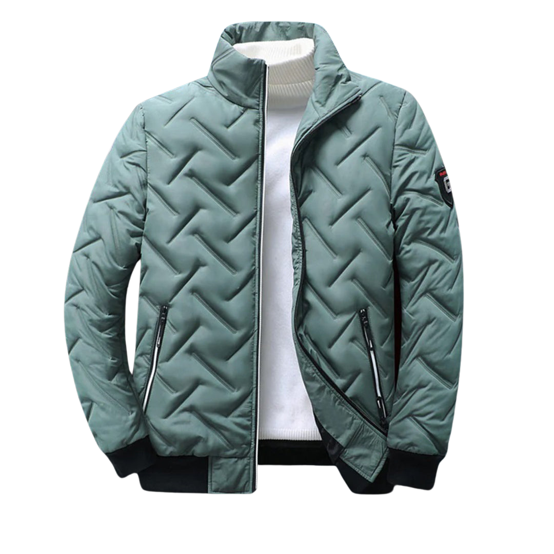 Blouson matelassé col montant motif chevrons