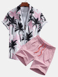 Ensemble chemise et short de bain à imprimé tropical style côtier homme – Monflanquin