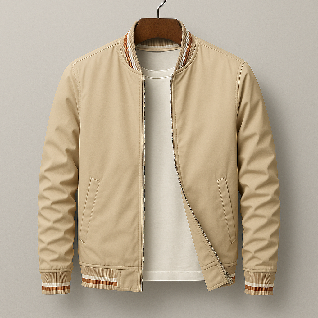 Blouson bomber zippé à bords rayés