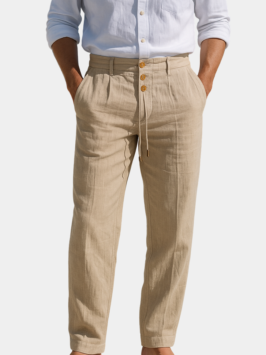 Pantalon d'été en lin léger coupe fluide et taille confortable homme – Audierne