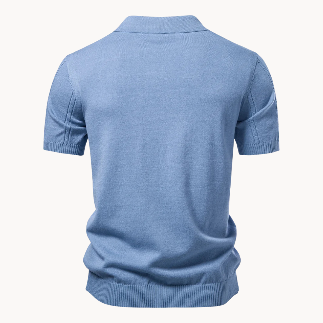 Polo maille texturée à côtes verticales