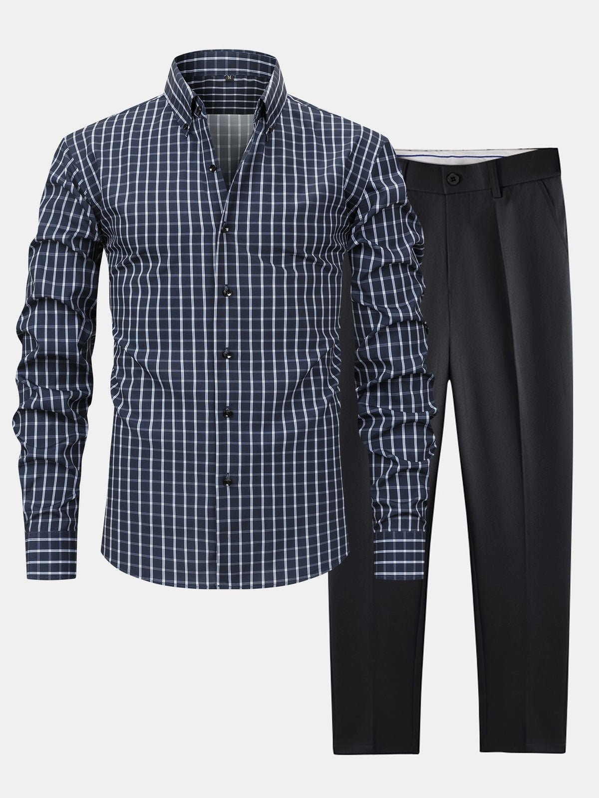 Ensemble chemise à carreaux et pantalon slim